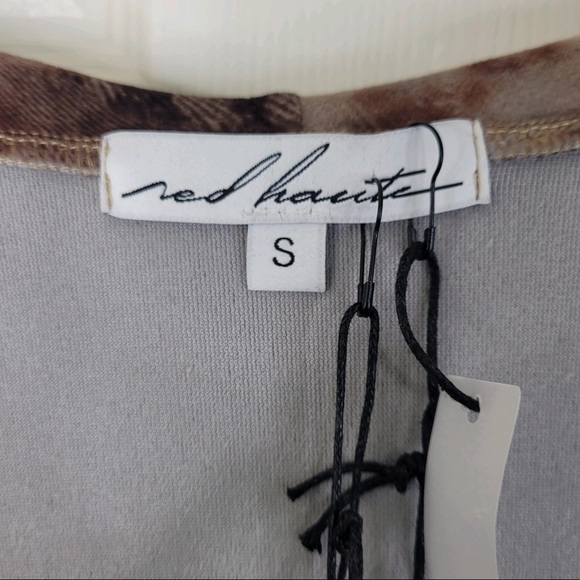 Red Haute Revolve Luxury Loungewear Velvet Watercolor Full Zip Hoodie in Sepia S - Picture 4 of 6